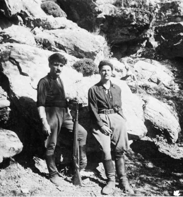 Patrick Leigh Fermor (right) and Yanni Tsangarakis, Hordaki, Crete, May 1943. Sir Patrick Leigh Fermor Archive/National Library of Scotland